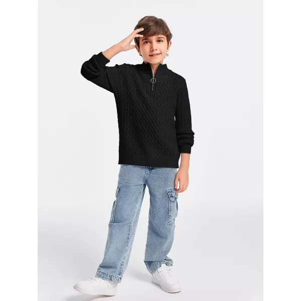 Haloumoning Boys Quarter Zip Cable Knit Sweater Kids Fall Mock Neck Pullover Clothes 5-14 Years
