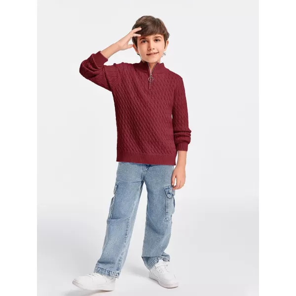 Haloumoning Boys Quarter Zip Cable Knit Sweater Kids Fall Mock Neck Pullover Clothes 5-14 Years