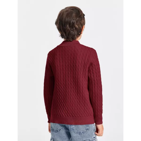Haloumoning Boys Quarter Zip Cable Knit Sweater Kids Fall Mock Neck Pullover Clothes 5-14 Years