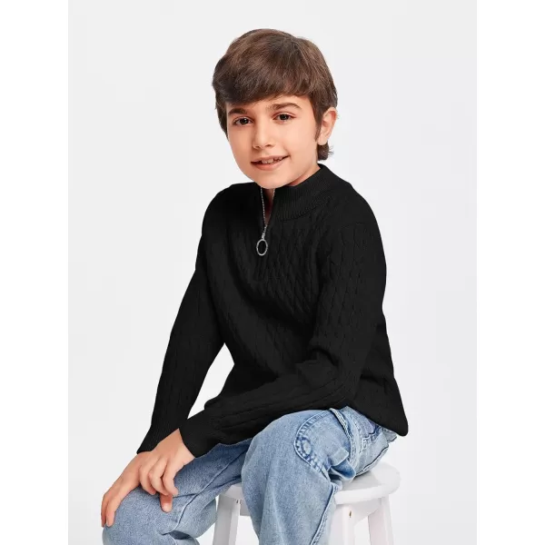 Haloumoning Boys Quarter Zip Cable Knit Sweater Kids Fall Mock Neck Pullover Clothes 5-14 Years
