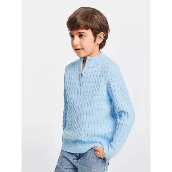 Haloumoning Boys Quarter Zip Cable Knit Sweater Kids Fall Mock Neck Pullover Clothes 5-14 Years