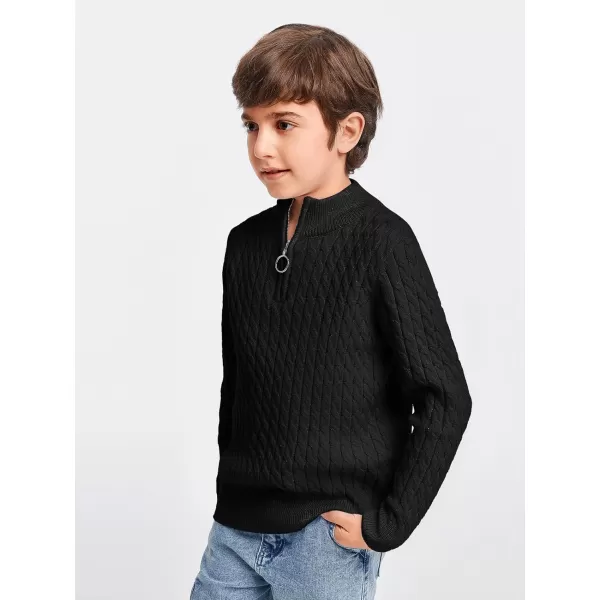 Haloumoning Boys Quarter Zip Cable Knit Sweater Kids Fall Mock Neck Pullover Clothes 5-14 Years