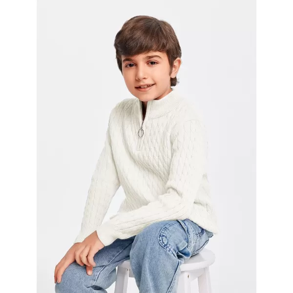 Haloumoning Boys Quarter Zip Cable Knit Sweater Kids Fall Mock Neck Pullover Clothes 5-14 Years