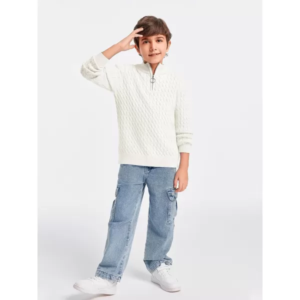 Haloumoning Boys Quarter Zip Cable Knit Sweater Kids Fall Mock Neck Pullover Clothes 5-14 Years