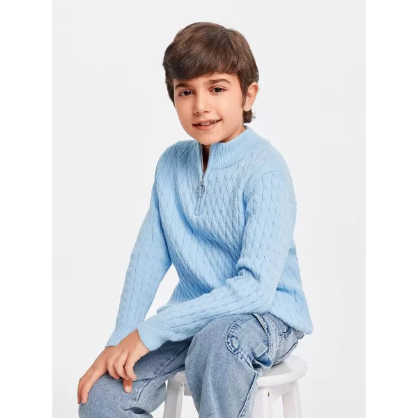 Haloumoning Boys Quarter Zip Cable Knit Sweater Kids Fall Mock Neck Pullover Clothes 5-14 Years
