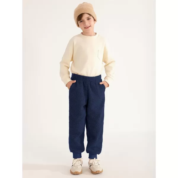 Haloumoning Boys Side Stripe Fleece Joggers Casual Elastic Waist Warm Pants with Pockets