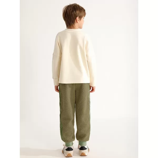Haloumoning Boys Side Stripe Fleece Joggers Casual Elastic Waist Warm Pants with Pockets