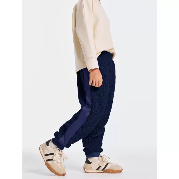Haloumoning Boys Side Stripe Fleece Joggers Casual Elastic Waist Warm Pants with Pockets