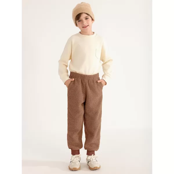 Haloumoning Boys Side Stripe Fleece Joggers Casual Elastic Waist Warm Pants with Pockets