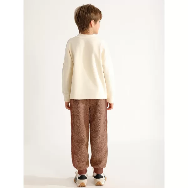 Haloumoning Boys Side Stripe Fleece Joggers Casual Elastic Waist Warm Pants with Pockets