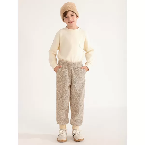 Haloumoning Boys Side Stripe Fleece Joggers Casual Elastic Waist Warm Pants with Pockets