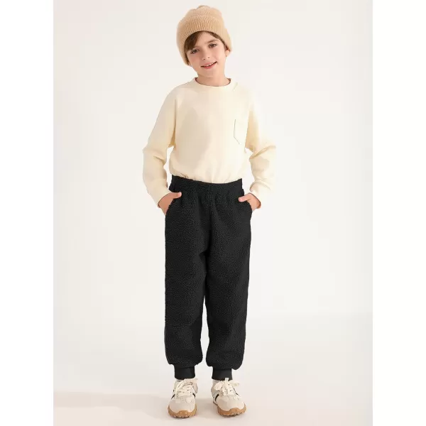 Haloumoning Boys Side Stripe Fleece Joggers Casual Elastic Waist Warm Pants with Pockets