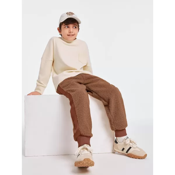 Haloumoning Boys Side Stripe Fleece Joggers Casual Elastic Waist Warm Pants with Pockets