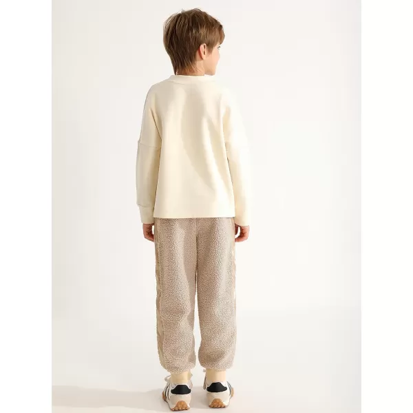 Haloumoning Boys Side Stripe Fleece Joggers Casual Elastic Waist Warm Pants with Pockets