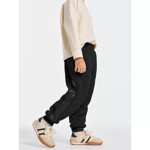 Haloumoning Boys Side Stripe Fleece Joggers Casual Elastic Waist Warm Pants with Pockets