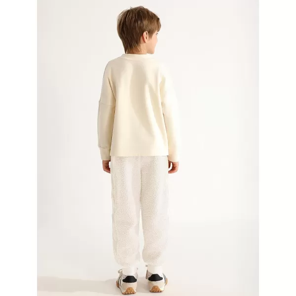 Haloumoning Boys Side Stripe Fleece Joggers Casual Elastic Waist Warm Pants with Pockets