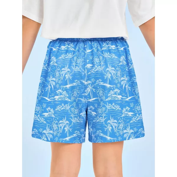 Haloumoning Boys Swim Trunks with Compression Liner Swim Shorts Quick Dry 2 in 1 Beach Shorts 5-14Y