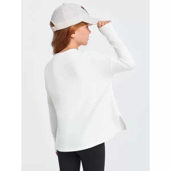 Haloumoning Girls Athletic Shirts Long Sleeve Active Quick Dry Tops Kids Gym Yoga Tees with Thumb holes 5-14 Years