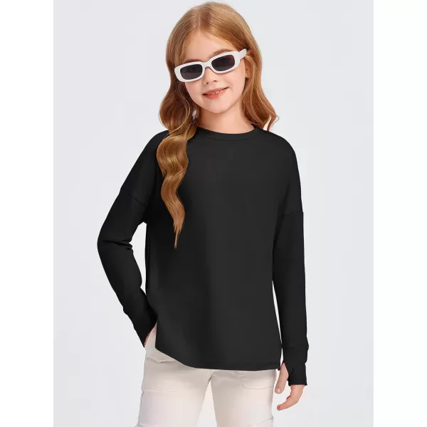 Haloumoning Girls Athletic Shirts Long Sleeve Active Quick Dry Tops Kids Gym Yoga Tees with Thumb holes 5-14 Years