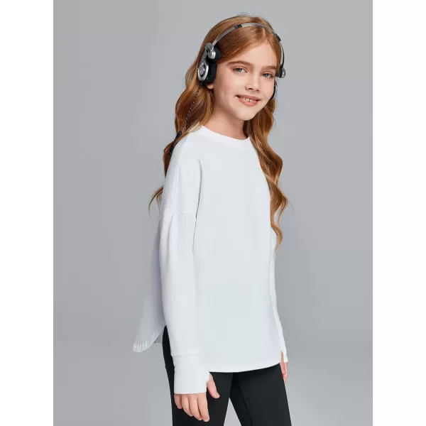 Haloumoning Girls Athletic Shirts Long Sleeve Active Quick Dry Tops Kids Gym Yoga Tees with Thumb holes 5-14 Years