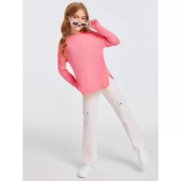 Haloumoning Girls Athletic Shirts Long Sleeve Active Quick Dry Tops Kids Gym Yoga Tees with Thumb holes 5-14 Years