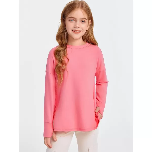Haloumoning Girls Athletic Shirts Long Sleeve Active Quick Dry Tops Kids Gym Yoga Tees with Thumb holes 5-14 Years