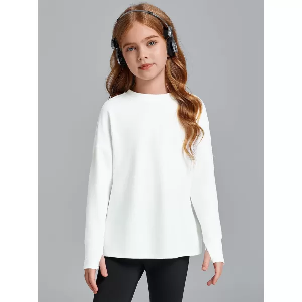 Haloumoning Girls Athletic Shirts Long Sleeve Active Quick Dry Tops Kids Gym Yoga Tees with Thumb holes 5-14 Years