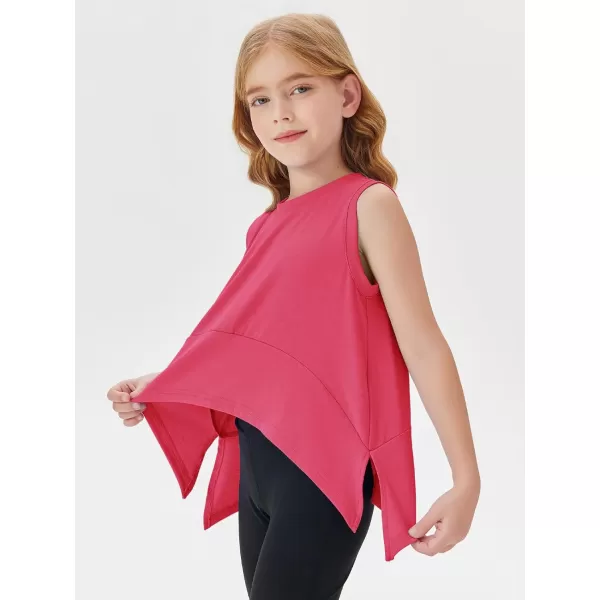 Haloumoning Girls Athletic Tank Top Kids Summer Cute Crop Tops Workout Yoga Sports Shirt 5-14 Years