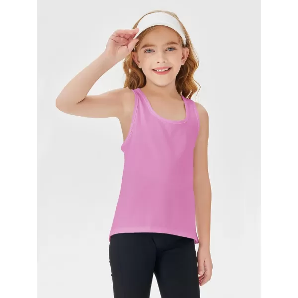 Haloumoning Girls Athletic Tank Tops Racerback Sleeveless Dry Fit Active Sports Running Yoga Shirts