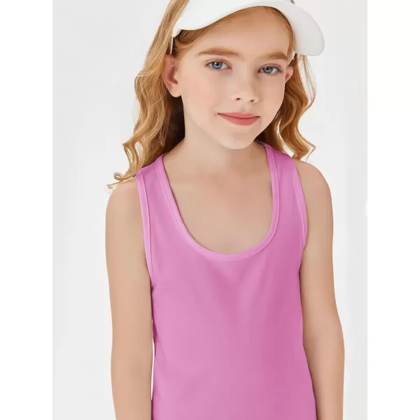 Haloumoning Girls Athletic Tank Tops Racerback Sleeveless Dry Fit Active Sports Running Yoga Shirts