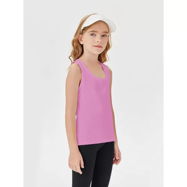 Haloumoning Girls Athletic Tank Tops Racerback Sleeveless Dry Fit Active Sports Running Yoga Shirts
