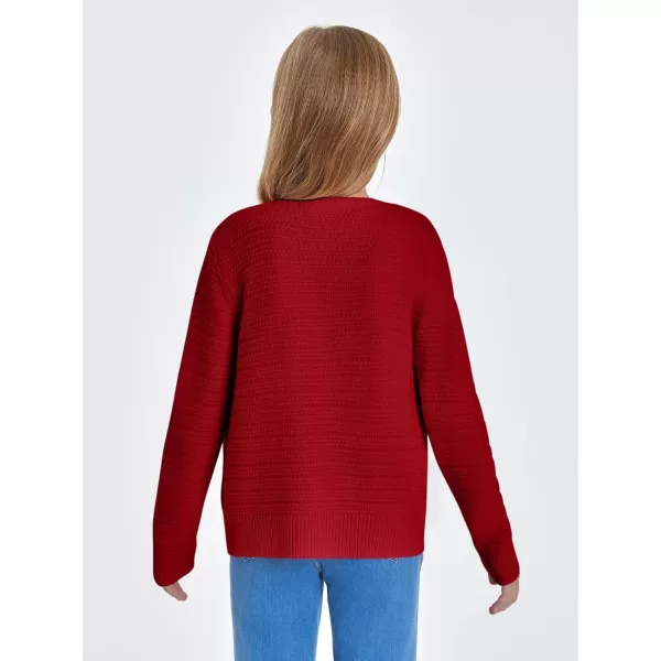 Haloumoning Girls Button Down Tweed Knit Cardigan Sweaters Kids Fashion Fall Outerwear with Pockets