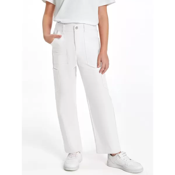 Haloumoning Girls Cargo Pants Kids Fashion Baggy Wide Leg Trousers with Pockets 5-14 Years