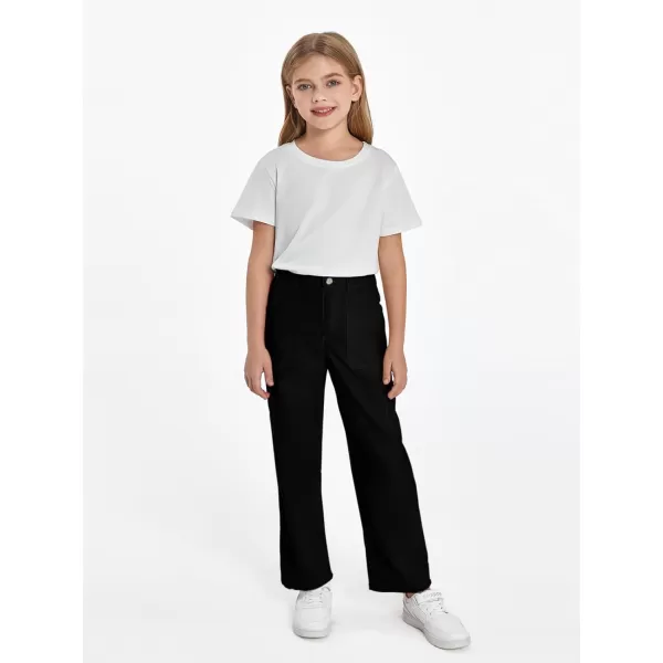 Haloumoning Girls Cargo Pants Kids Fashion Baggy Wide Leg Trousers with Pockets 5-14 Years