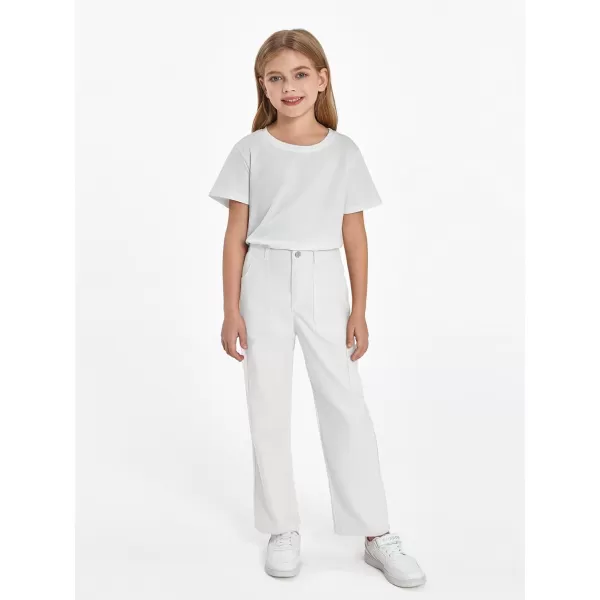 Haloumoning Girls Cargo Pants Kids Fashion Baggy Wide Leg Trousers with Pockets 5-14 Years