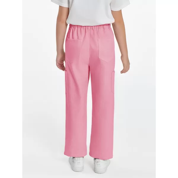 Haloumoning Girls Cargo Pants Kids Fashion Baggy Wide Leg Trousers with Pockets 5-14 Years