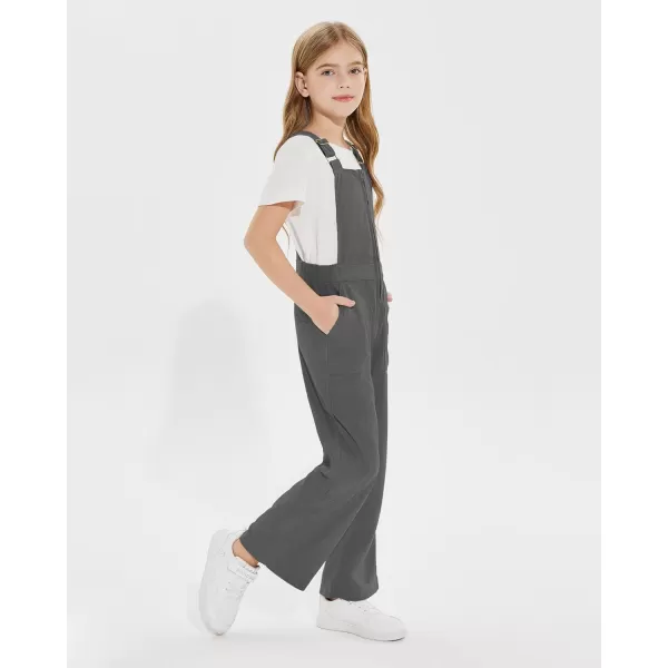 Haloumoning Girls Corduroy Overalls Kids Fashion Zip Up Jumpsuits Loose Casual Jumpers with Pockets