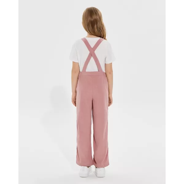 Haloumoning Girls Corduroy Overalls Kids Fashion Zip Up Jumpsuits Loose Casual Jumpers with Pockets