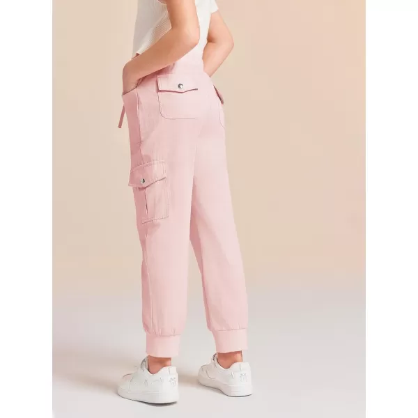 Haloumoning Girls Drawstring Cargo Jogger Pants Kids Quick Dry Slim Fit Sweatpants with Pockets 5-14Years