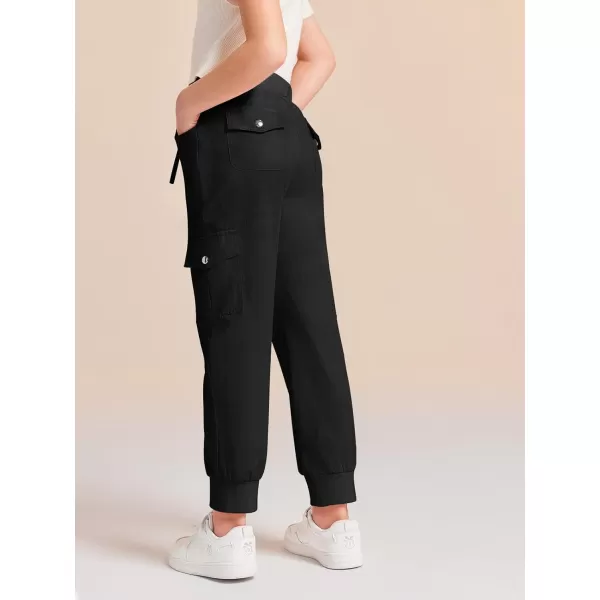 Haloumoning Girls Drawstring Cargo Jogger Pants Kids Quick Dry Slim Fit Sweatpants with Pockets 5-14Years