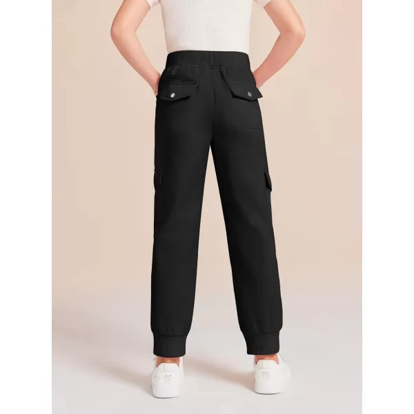 Haloumoning Girls Drawstring Cargo Jogger Pants Kids Quick Dry Slim Fit Sweatpants with Pockets 5-14Years