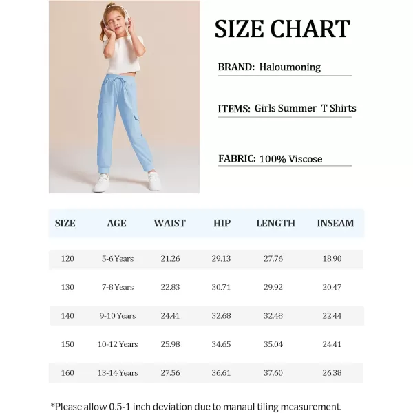 Haloumoning Girls Drawstring Cargo Jogger Pants Kids Quick Dry Slim Fit Sweatpants with Pockets 5-14Years