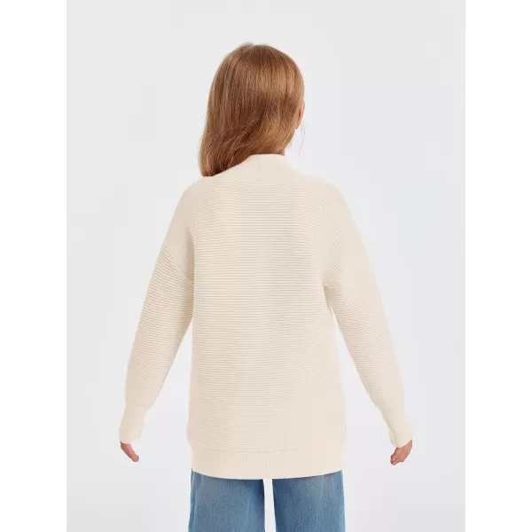 Haloumoning Girls Half Zip Sweaters Fall Oversized Mock Neck Pullover Clothes with Thumb Holes 5-14 Years
