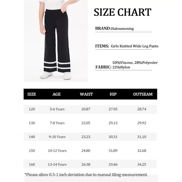 Haloumoning Girls Knitted Wide Leg Pants Kids Casual Striped Elastic Waist Sweater Pants 5-14 Years