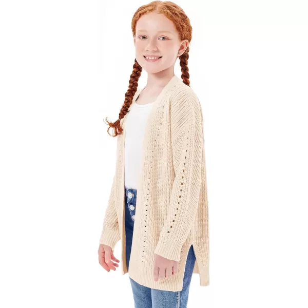Haloumoning Girls Open Front Cardigan Sweaters Kids Fall Fashion Side Slit Outerwear 5-14 Years