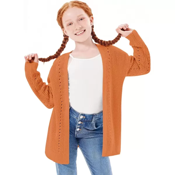 Haloumoning Girls Open Front Cardigan Sweaters Kids Fall Fashion Side Slit Outerwear 5-14 Years