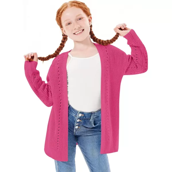 Haloumoning Girls Open Front Cardigan Sweaters Kids Fall Fashion Side Slit Outerwear 5-14 Years