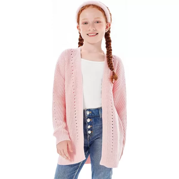 Haloumoning Girls Open Front Cardigan Sweaters Kids Fall Fashion Side Slit Outerwear 5-14 Years
