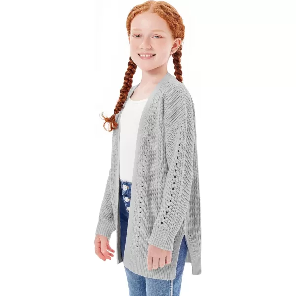 Haloumoning Girls Open Front Cardigan Sweaters Kids Fall Fashion Side Slit Outerwear 5-14 Years