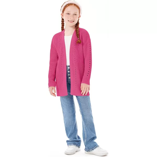 Haloumoning Girls Open Front Cardigan Sweaters Kids Fall Fashion Side Slit Outerwear 5-14 Years